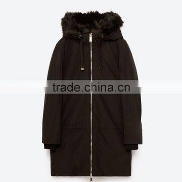 High Quality Fashion Black Parka Italian Fur Coats for Lady photo-2