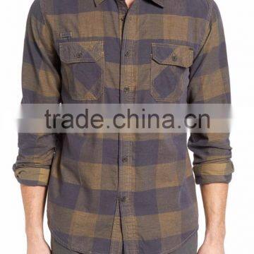 Cozy velvety-soft men's two-pocket ripped shirt with long sleeves