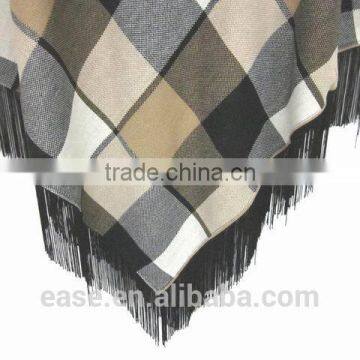 China Supplier Intarsia Knit Sweater Poncho With Fringe photo-3