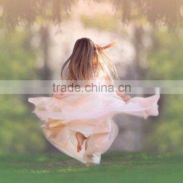 Little Girls Peach Tutu Long Maxi Dress Flower Girls Floor Length Wedding Dress photo-4