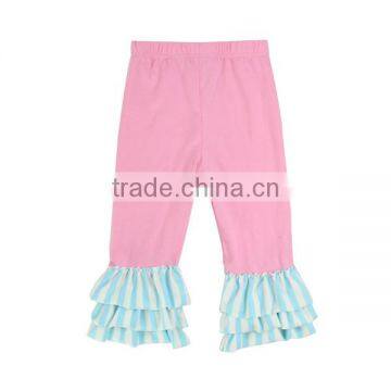 Wholesale High Quality Baby Clothes Icing Ruffle Pants Solid Color With Stripe Ruffles Yoga Pants photo-3