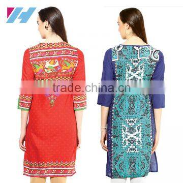 Kurta Wholesale Clothing Printed Long Cotton Kurta