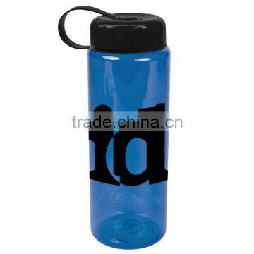 USA Made 32 oz Transparent Sports Bottle With Tethered Lid - BPA/BPS-free, FDA compliant and comes with your logo