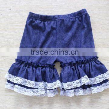 Boutique Wholesale Baby Denim Ruffle Lovely Shorts Summer Infant Toddler Girl Shorts photo-2