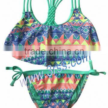 2017 custom young girls hand-knitted bikini