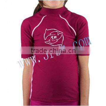 2014 girl's red UPF50+ rash t shirt