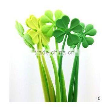 Silicone lucky four leaf clover ballpoint pen