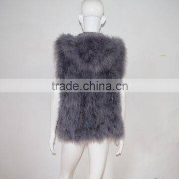 SJ007 Hooded Women Ostrich Feather Vests photo-2