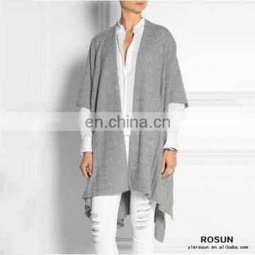 European Style Short Sleeve Ribbed Cashmere Wrap Cardigan