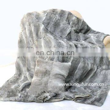 chinchilla rabbit fur blanket natural color