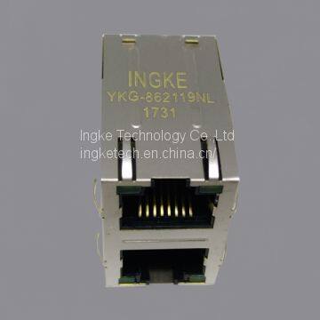 1840855-1 YKG-862119NL Through Hole 2 Port RJ45 Jacks With Magnetics