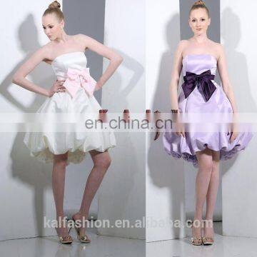 2016 EM9003 Vivid Spring satin prom dress with bowknot belt hot sale