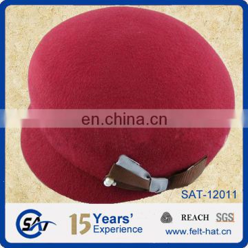 quality pure wool beret cap with bowtie