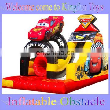 Racing car inflatable obstacle courses for amusement