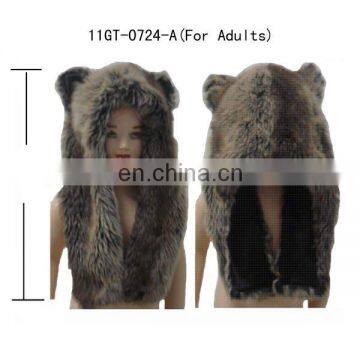 Faux fur animal hats for Adults ! plush bear Short style !