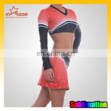 Female new design spandex long sleeve cheerleader dress