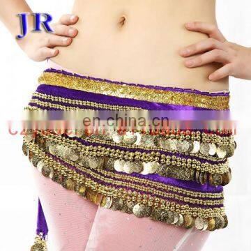 Y-2003 Egyptian velvet fabric gold coins belly dance hip scarf