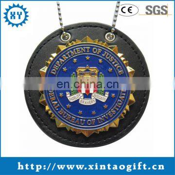 Manufacturer Custom leather badge holder with chains