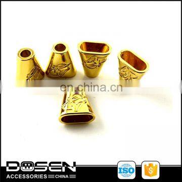 Bright gold color china factory metal cord end stopper for your private garment