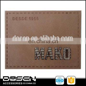 China made decorative custom logo pu leather material leather label for jeans