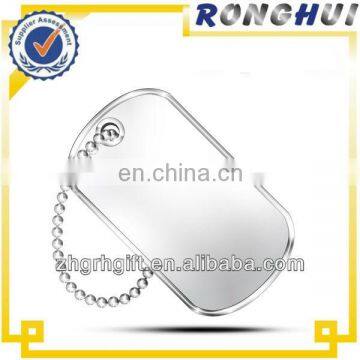 custom blank silver plating metal dog tag with ballchain