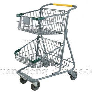 YLD-MT073-1F Two Basket Shopping Cart,Two Basket Shopping Cart Exporter,shopping trolley