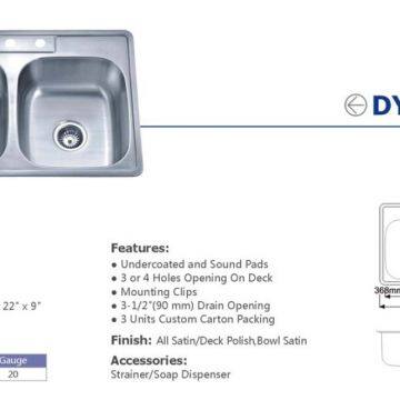 Top Mount Stainless Steel Kitchen Sink With Satin Finish (910-1) photo-2