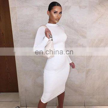 LAITE D2197 Autumn&winter Solid Color Women Casual Dresses Ladies Fashion Bodycon Sexy Dresses photo-6