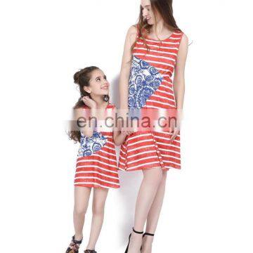 2019 Summer Red and White Stripes Matching Outfits For Mother And Daughter (this Link for Girls,1-12years) photo-3
