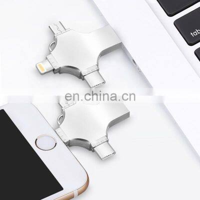 USB 2.0 Flash Drive Metal USB Memory Stick Drive FOUR Functions in One U Flash Disk for IPhone/iPad/android/PC photo-3