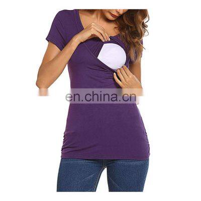 European And American Women's Fashion Popular Maternity Multi-Functional Breast Feeding Short Sleeve T Shirt Womens