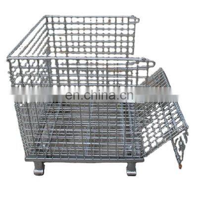 foldable metal turnover box storage container with wheels