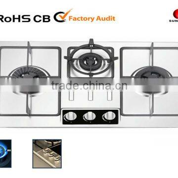 stainless steel gas hob built in burner