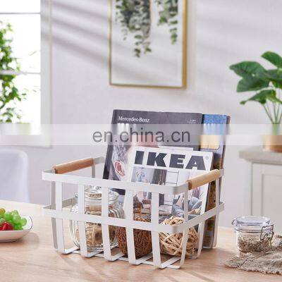 Metal Wire Freezer Organizer Bins With Handles Large Pantry Baskets Wire Storage Baskets for Organizing photo-2