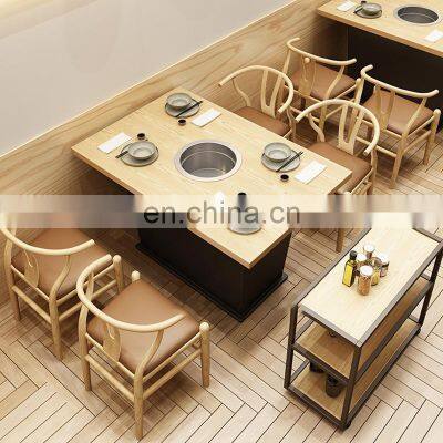 Hot Pot Restaurant Table Buffet Barbecue Skewer Incense Induction Cooker Commercial Hot Pot Table And Chair Combination