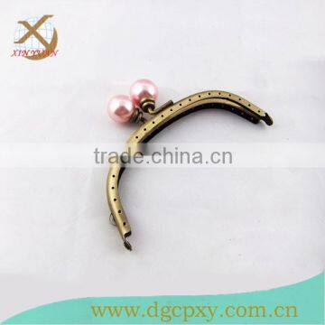 ChInese Manufacturer Antique Brass DIY Sewing Coin Purse Frames Pink Beads Kiss Clasp photo-4