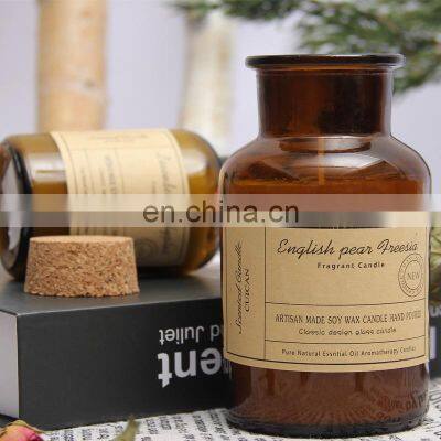 ENO Private Label Glass Jar Candle With Wooden Lid Smokeless Soybean WAX Candles Sandalwood Fragrance Scented Candle