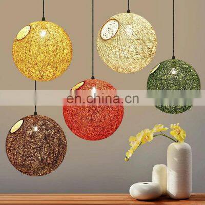 New style Colorful Pearl Handmade Rattan Light Ceiling Lampshade Ball Shaped Woven Light decor high quality