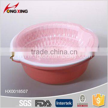 Double Layer Round Plastic Vegetable Basin With Strip Lid photo-6