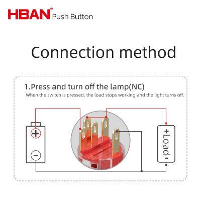 HBAN Ip67 NO Normally Close Elevator Control Lock Switch Emergency Stop Button 16mm