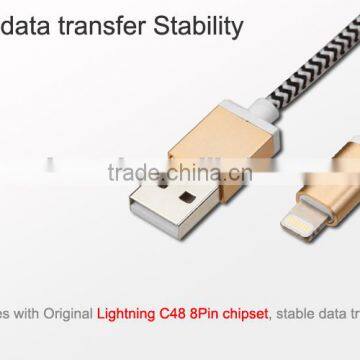 Attractive mfi usb cables with Nylo Briaded and Metal housing