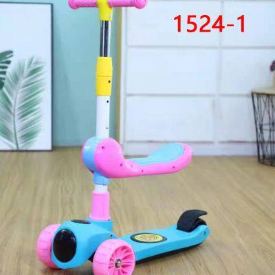 Children's Scooters Children's 3-wheel Music Glowing Folding Toys, Outdoor Sliding Sports, Boys and Girls Kids Kick