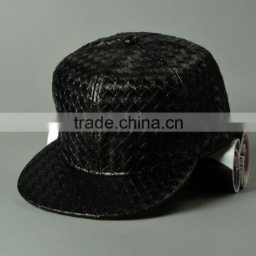 Latest Fashion Trend All Match Weave Design Plain Flat Brim Caps Blank Snapback