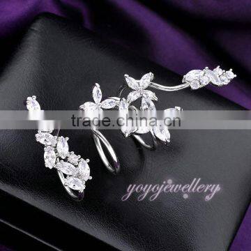 New model flower white zirocon gold ring design for couples