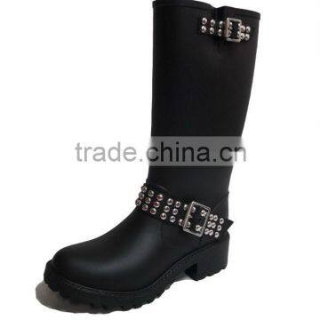 Fashion PVC Rain Boots Women with Rivets