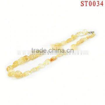 ST0034 2013 Eyecatching style semi precious artificial stone citrine necklace for lady's gift