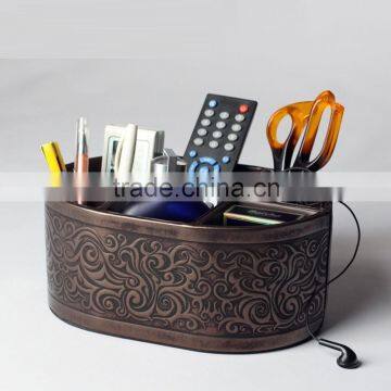 new type faux leather storage box / tv remote control holder / desktop/desk organizer/mobile phone holder for famile use