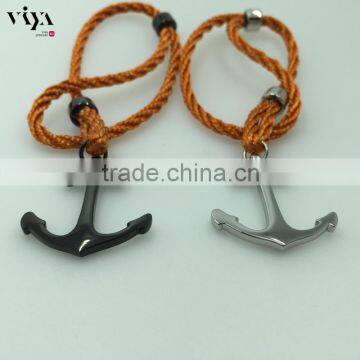 orange rope stainless steel anchor bracelet endless jewelry fashion man design with PVD plated Manufacture