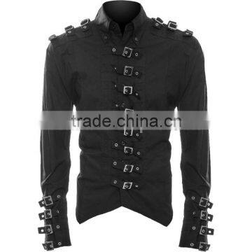 MENS GOTHIC SHIRT BLACK COLOR WITH LOT OF STRAP BUCKLES