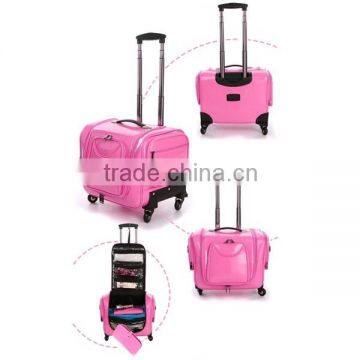 China Wholesale pu Leather Trolley Luggage Factory,light Weight Clothing Storage Box,multifunction Suitcase photo-4